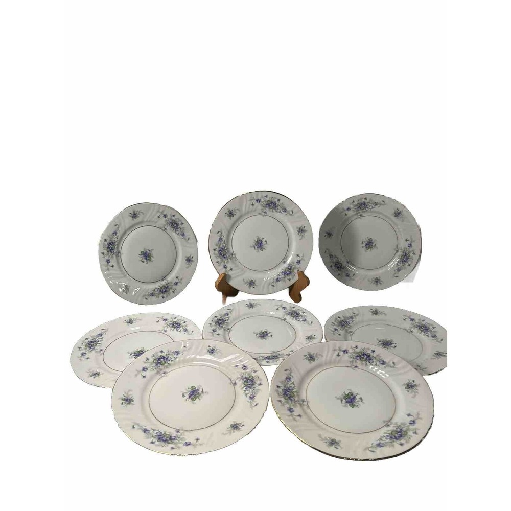 Johann Haviland China Barvarian Germany Salad Plate Violets Set Of 8